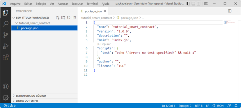 package.json no VSCode