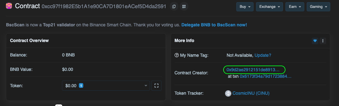 Análise de golpe token scam