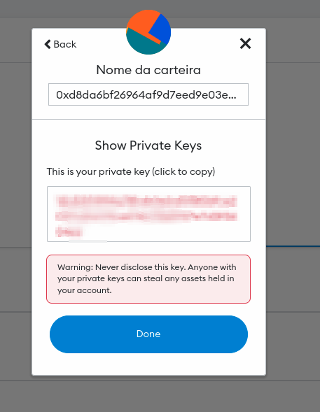 Cópiando a nossa chave privada