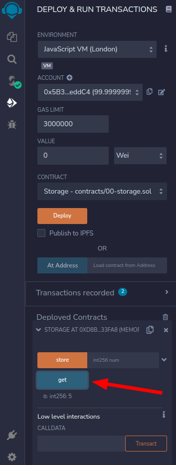 Utilizando a função get do contrato 00-storage.sol