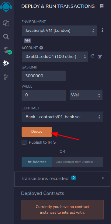 Fazendo o deploy do contrato 01-bank.sol
