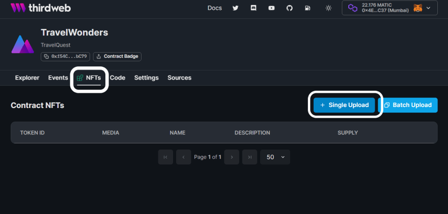 Painel da Coleção NFT