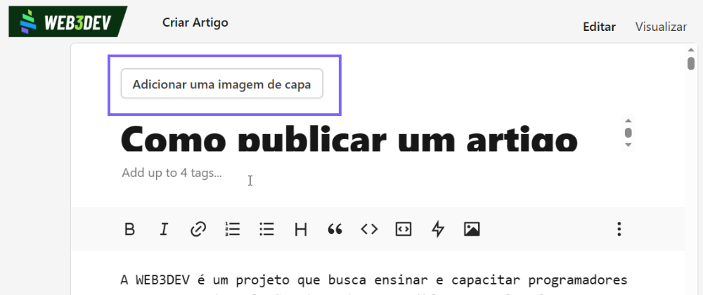 Como adicionar uma imagem de capa