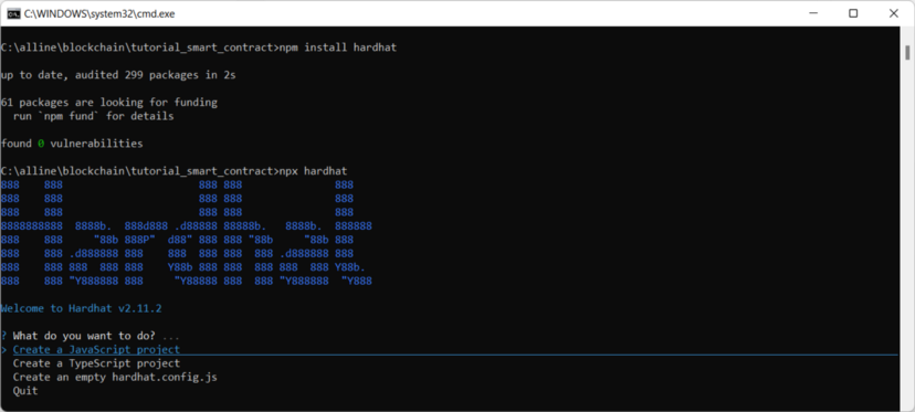 Instalando e configurando o Hardhat