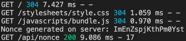 Nonce sendo gerado e impresso