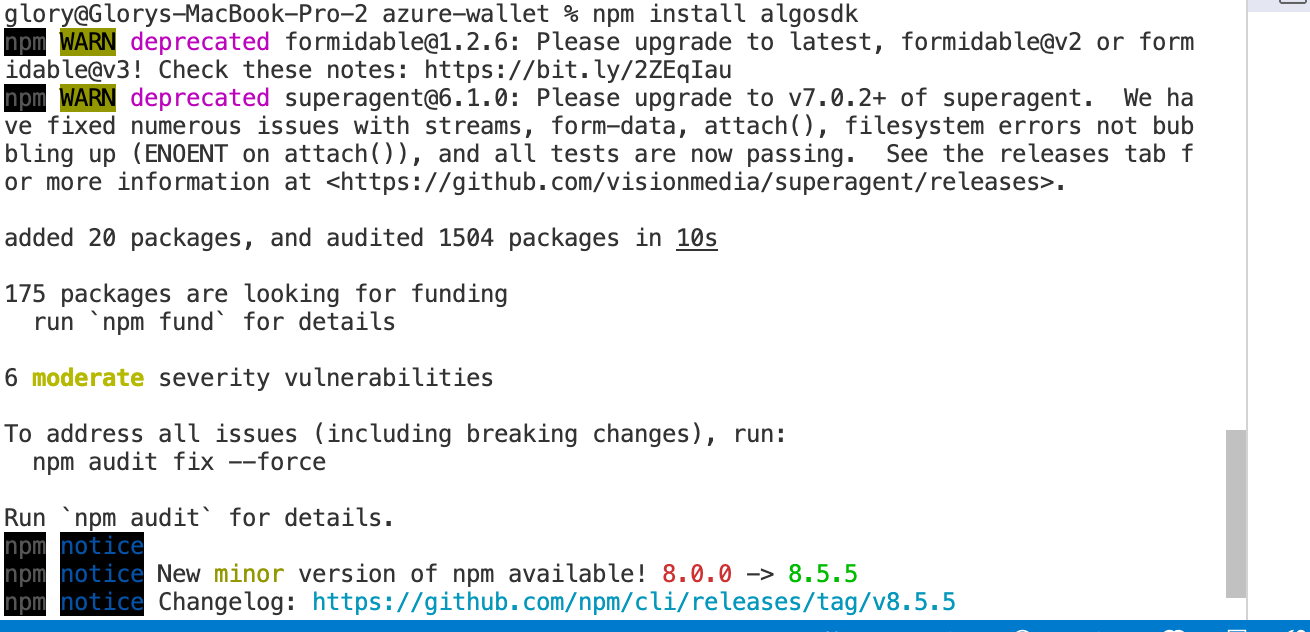 Fig 1-1 Instalando algosdk

