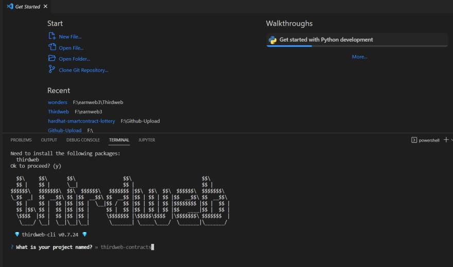 Terminal do visual studio code