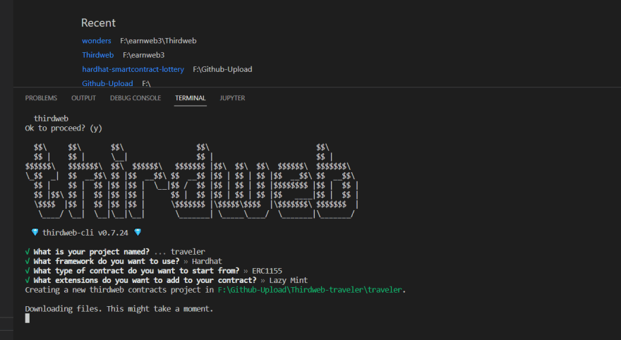 Baixando dependências do thirdweb