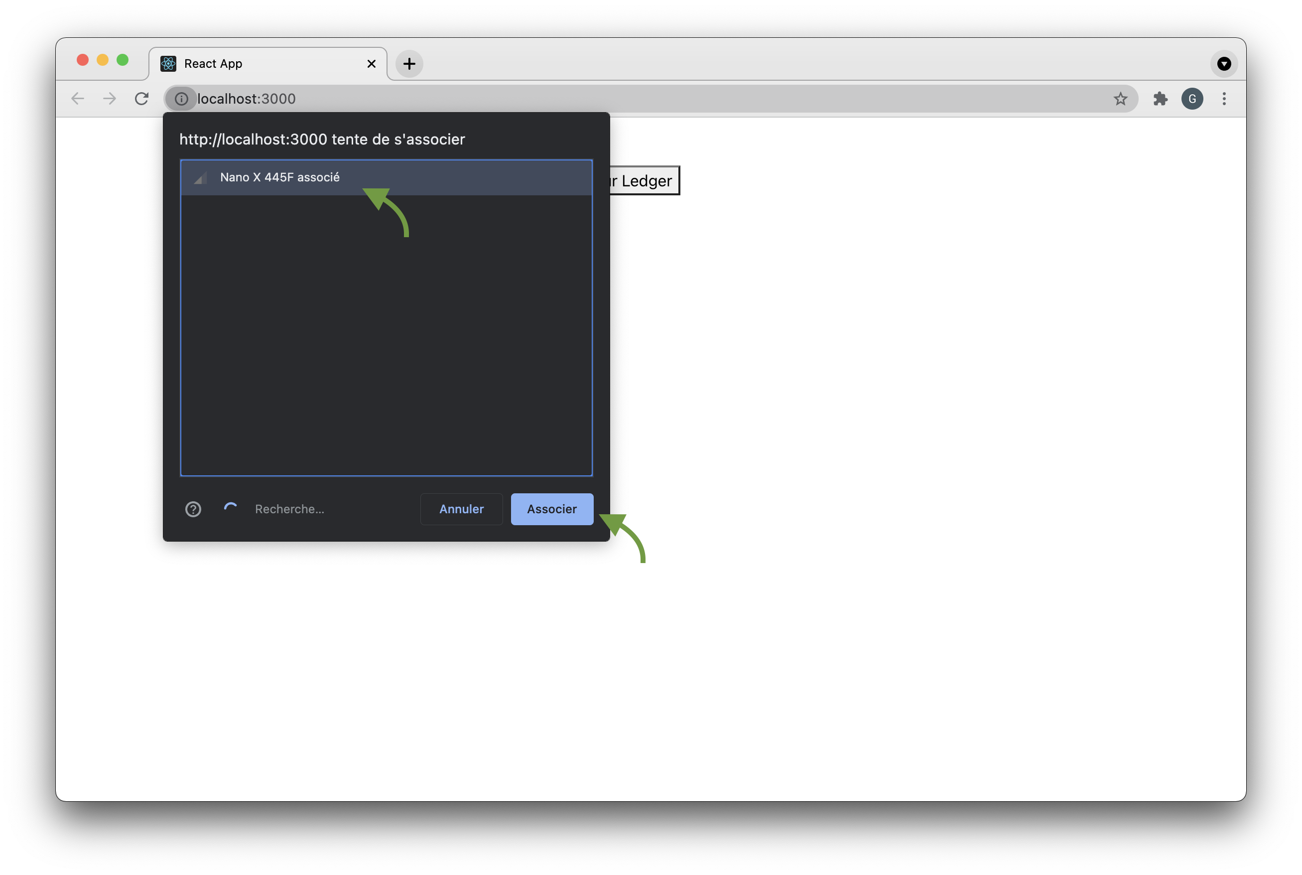 Fig. 6: Conecte a Ledger com Bluetooth