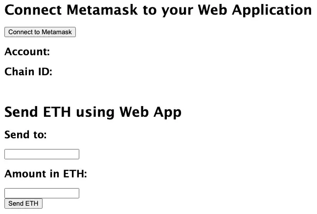 Send ETH using Web APP