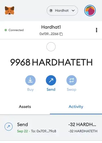 Registro de transações da Metamask