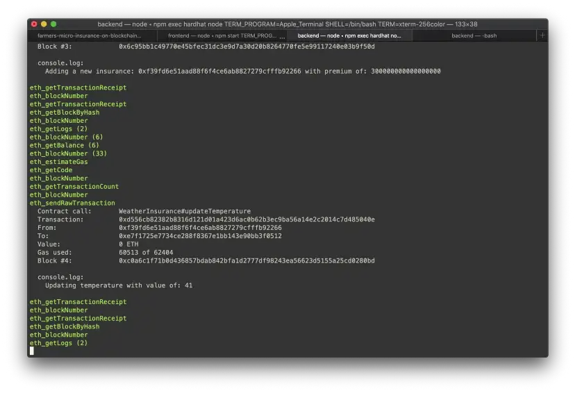 mostra dados da transação bem sucedida no terminal