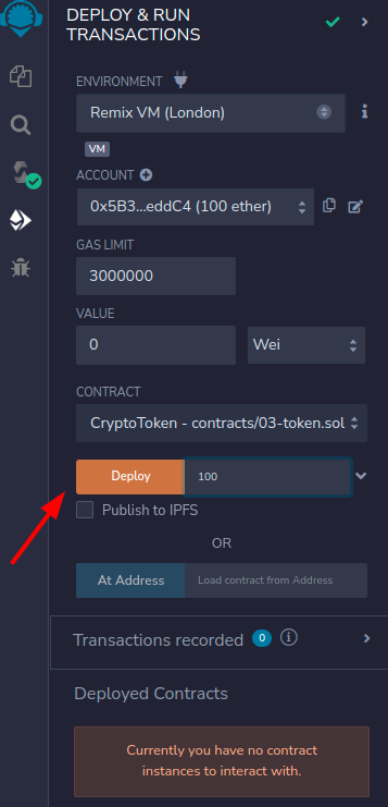 Fazendo o deploy do contrato 03-token.sol