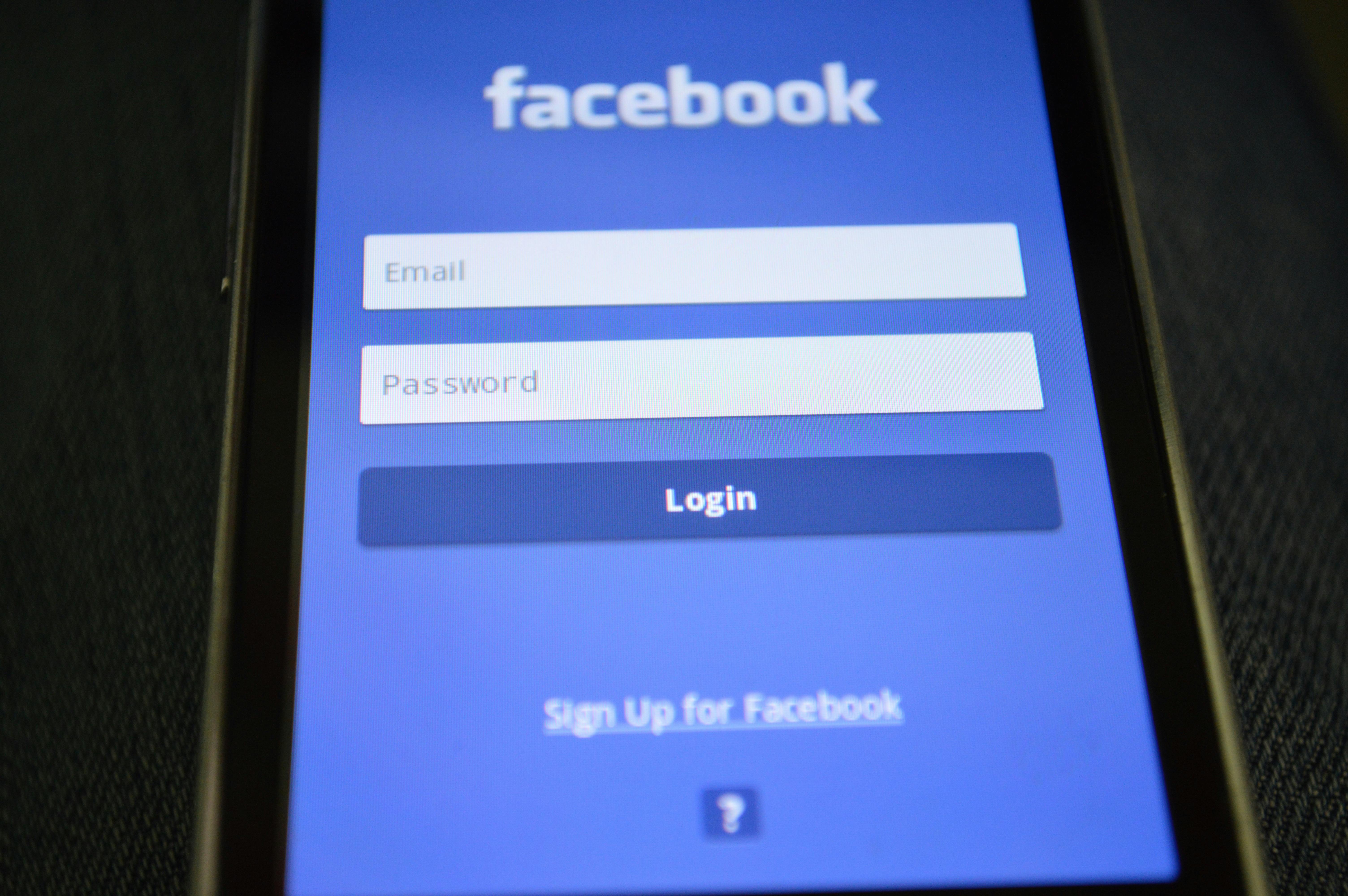Facebook login page