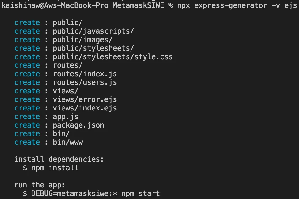 Inicialização do projeto com EJS