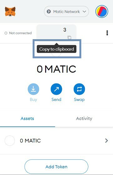 2(/images/bc8b0e1e462a.jpg)
Como enviar MATIC da Binance para MetaMask? Adicione MATIC à MetaMask
Se você deseja negociar no QuickSwap, você deve ter alguma moeda MATIC em sua carteira e deve estar na rede Polygon.
Para fazer uma troca ou fazer o stake de seus tokens QUICK no QuickSwap, você precisará de moedas MATIC em sua carteira para pagar as taxas de transação.
Para enviar MATIC da Binance para sua carteira MetaMask, primeiro clique no endereço em sua conta MetaMask para copiá-lo para a área de transferência.
![Carteira MATIC