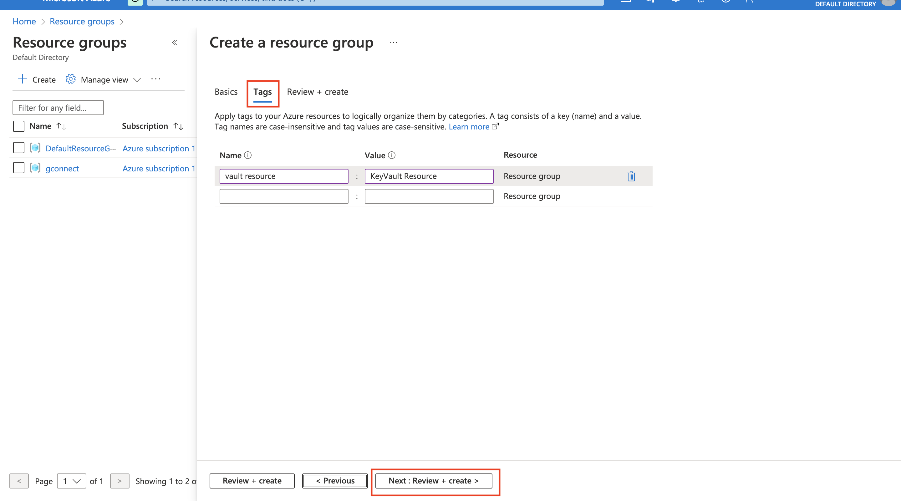 Fig 3-3 Tag do Grupo de Recursos
