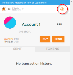 Demonstração do botão para trocar de conta