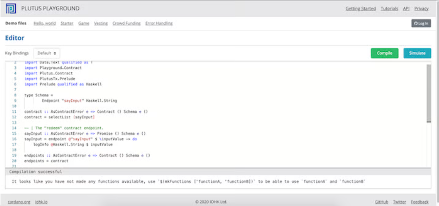 Plutus Playground Sucess Compile