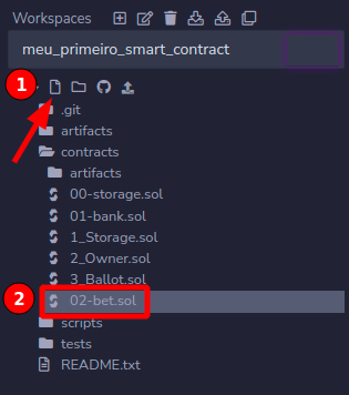Criando o novo contrato 02-bet.sol