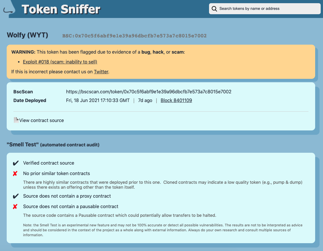TokenSniffer