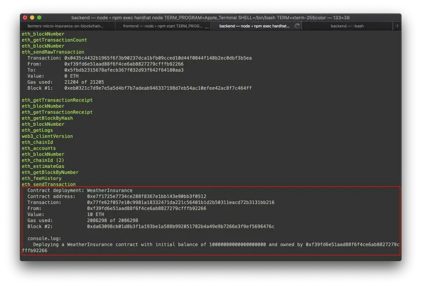 mostra as transações do contrato