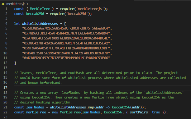 Deriving Leaf Nodes and Merkle Tree object.
