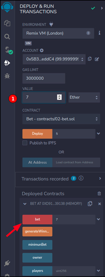 Realizando uma aposta
