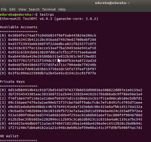 Iniciando uma rede de teste no sistema
