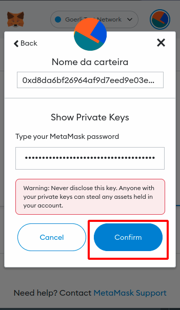 Informando nossa senha