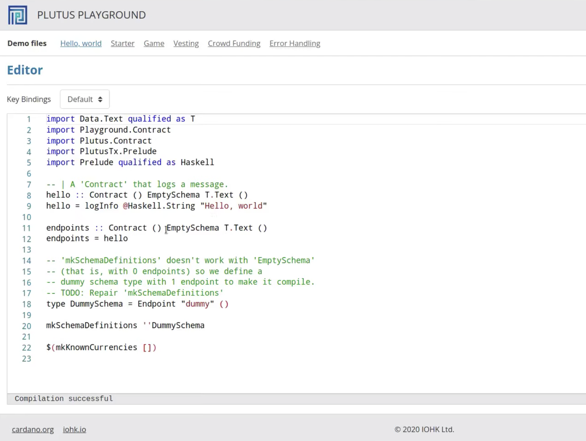 Plutus Playground Screen