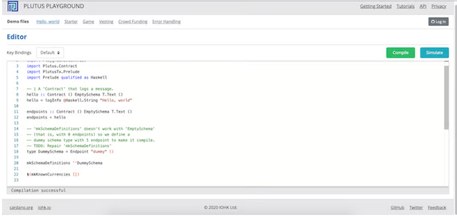 Plutus Playground Compile