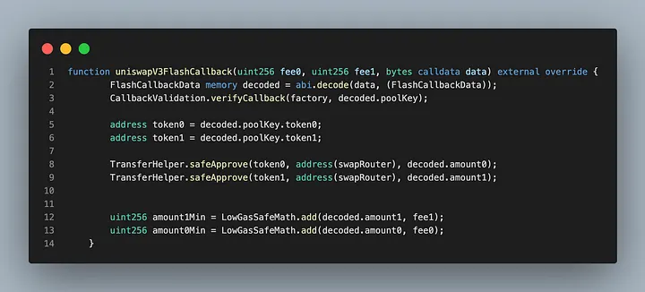Função uniswap3FlashCallBack