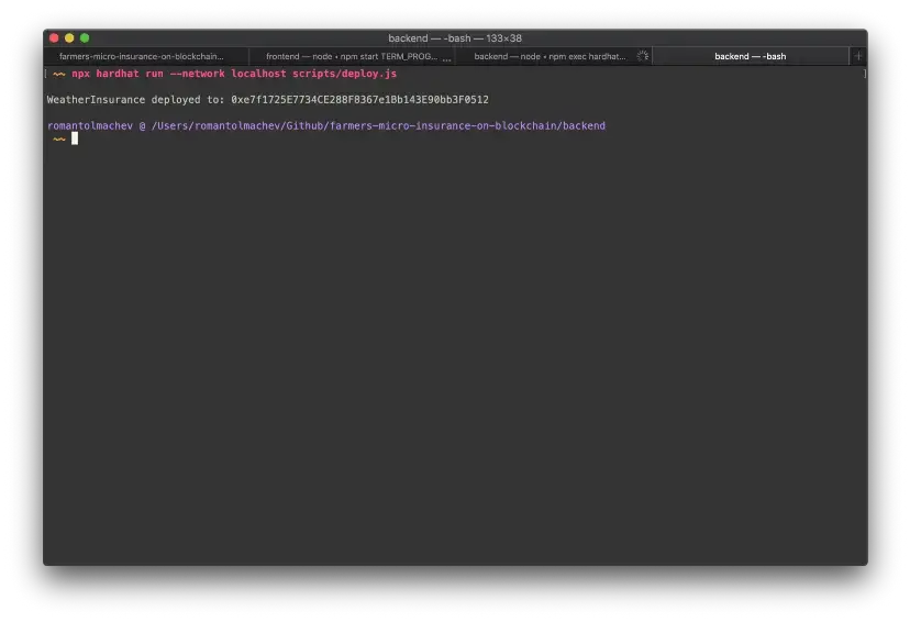 mostra o endereço do contrato em que foi feito o deploy