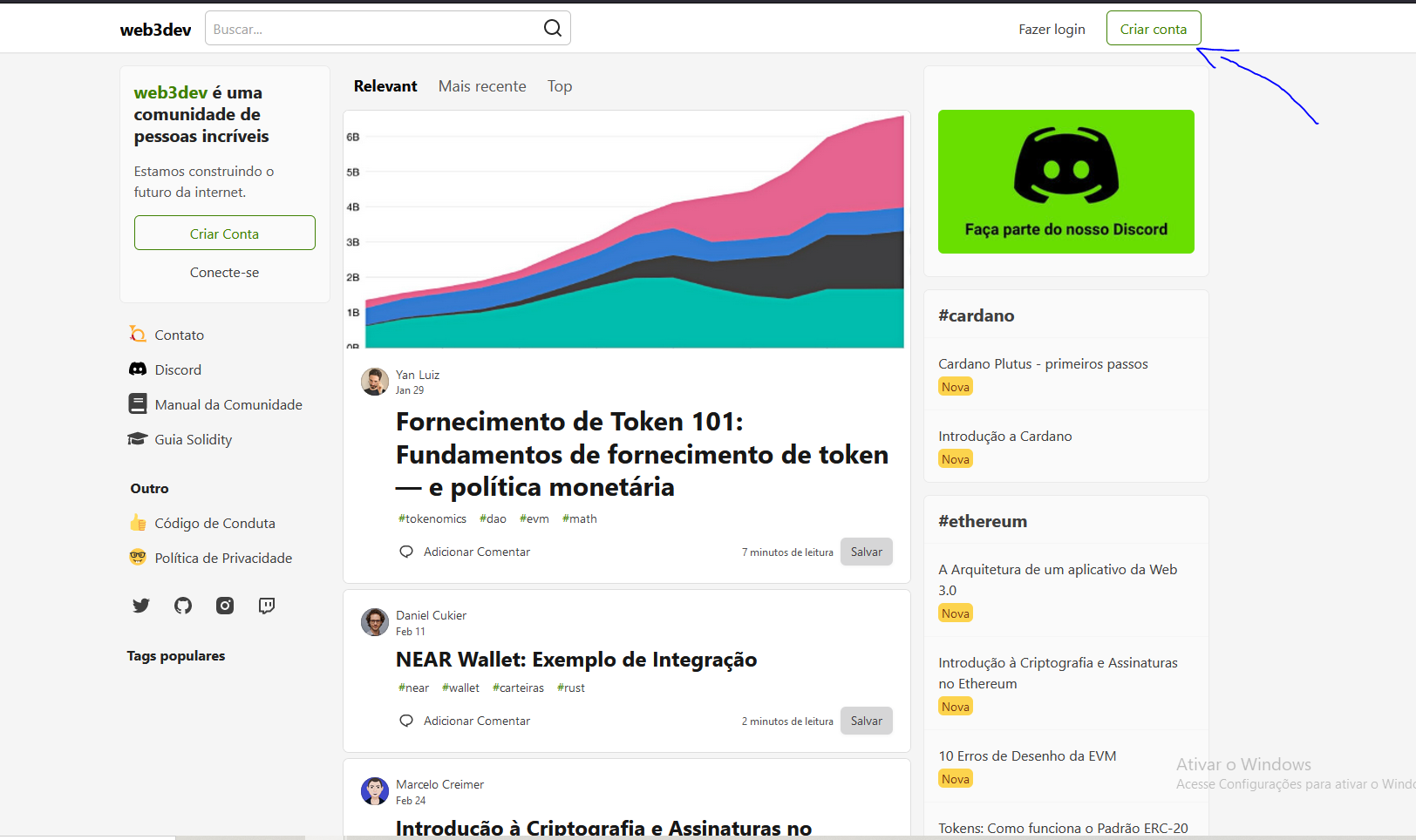 tela inicial web3dev